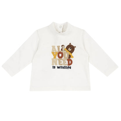 Boys White Typography Knitted T-shirt
