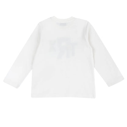 Boys White Typography Printed Long Sleeve T-shirt