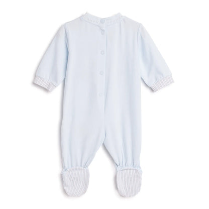 Boys Blue Embroidered Leg Opening Babysuit