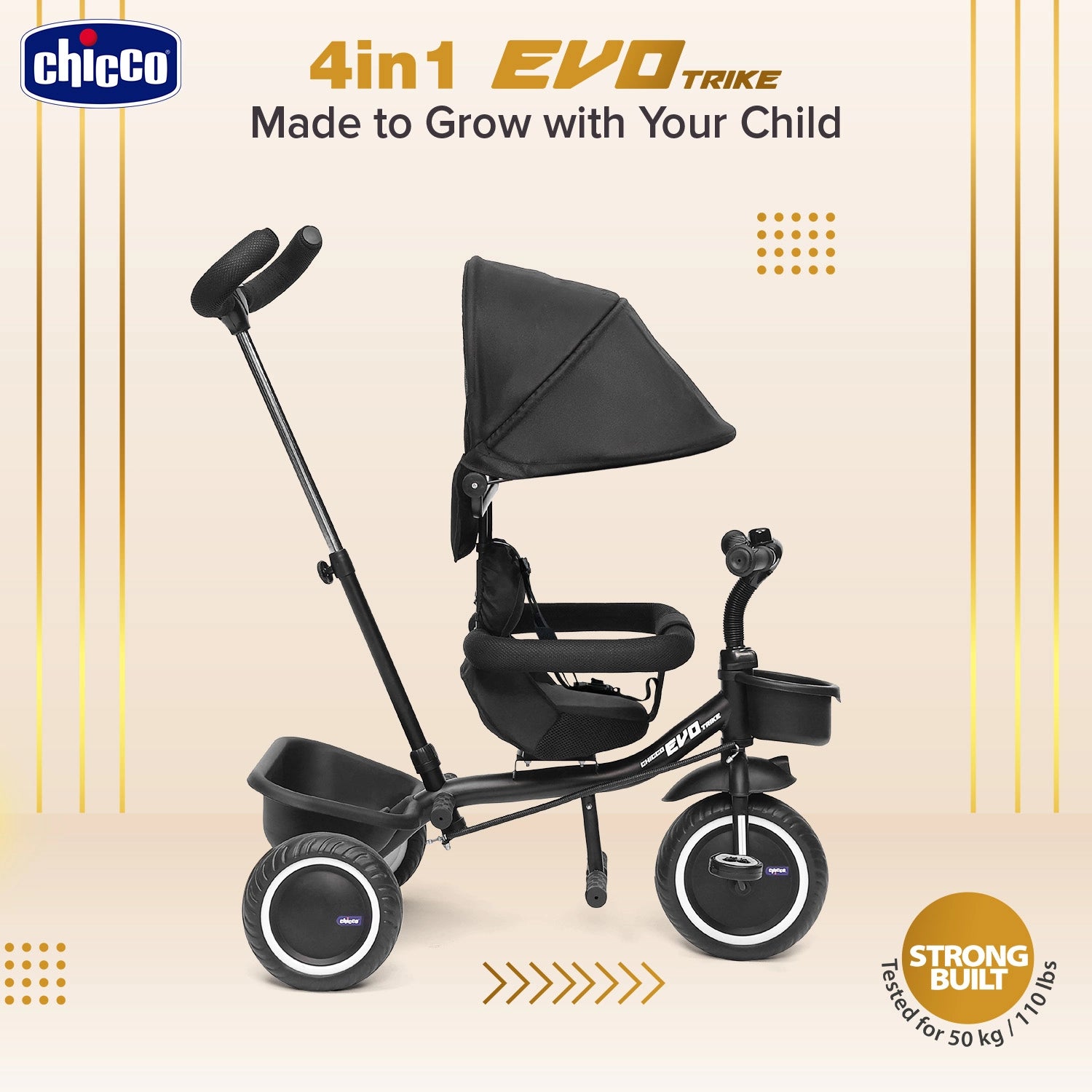 4 In 1 Evolution Trike Black