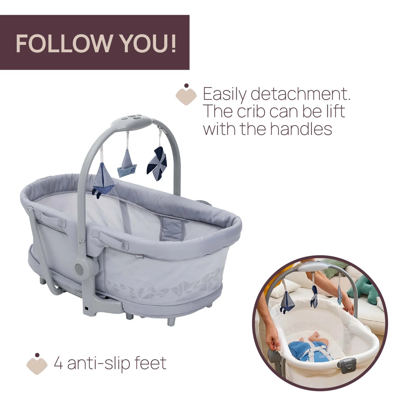 Baby Hug Pro Earl Grey 5 In 1 crib