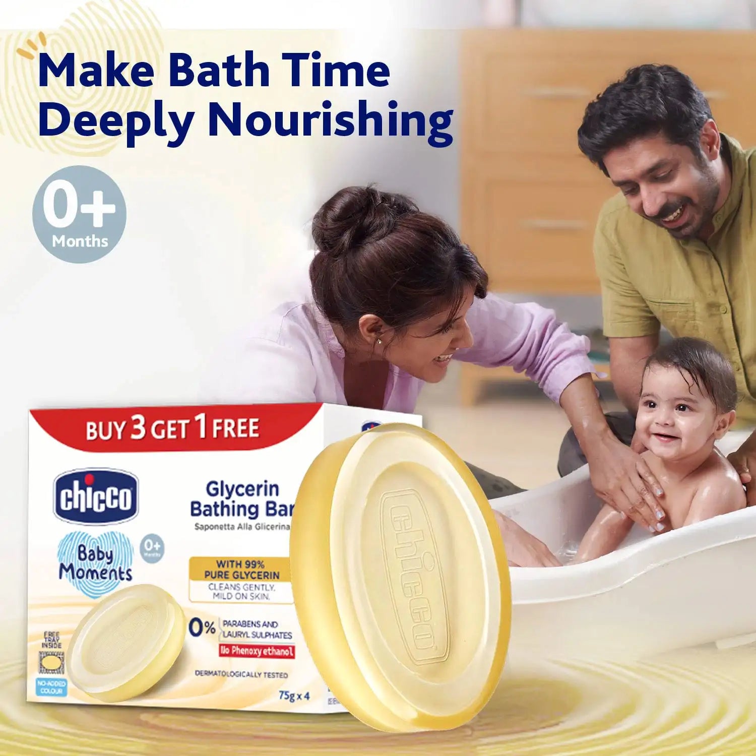 Baby Moments Glycerin Bathing Bar 75g Buy 3 Get 1 Free