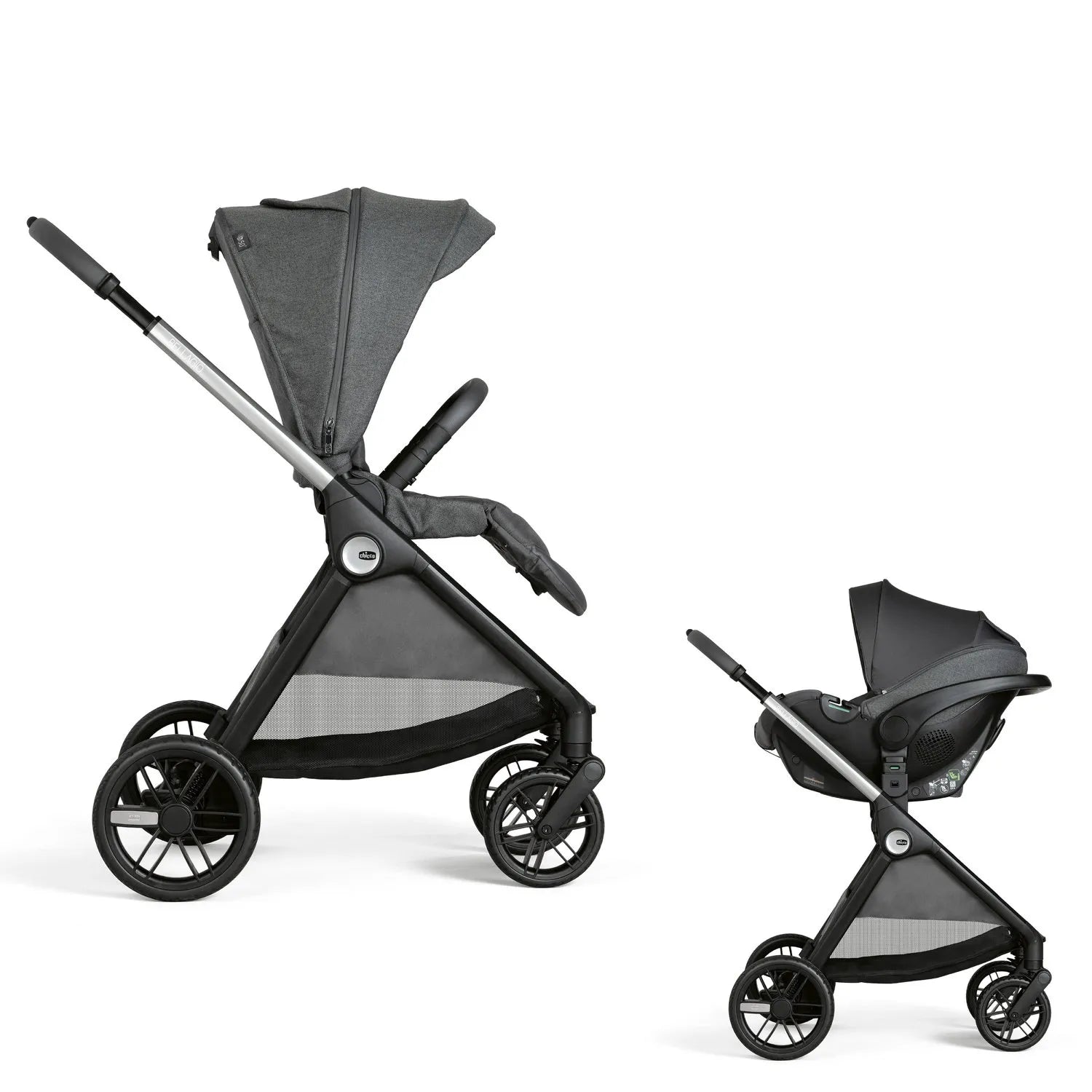 Bellagio Stroller Black Satin & Kory Plus Baby Car Seat Black Satin