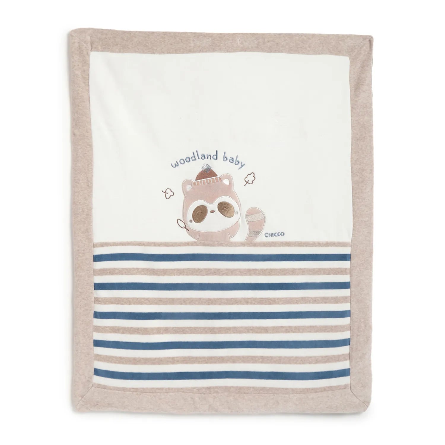 Boys Beige &amp; Blue Pram Blanket