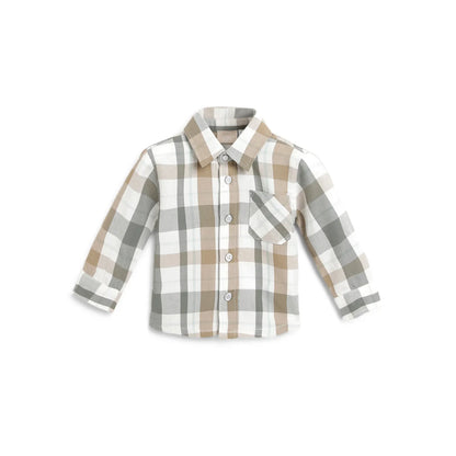 Boys Beige Checked Cotton Shirt