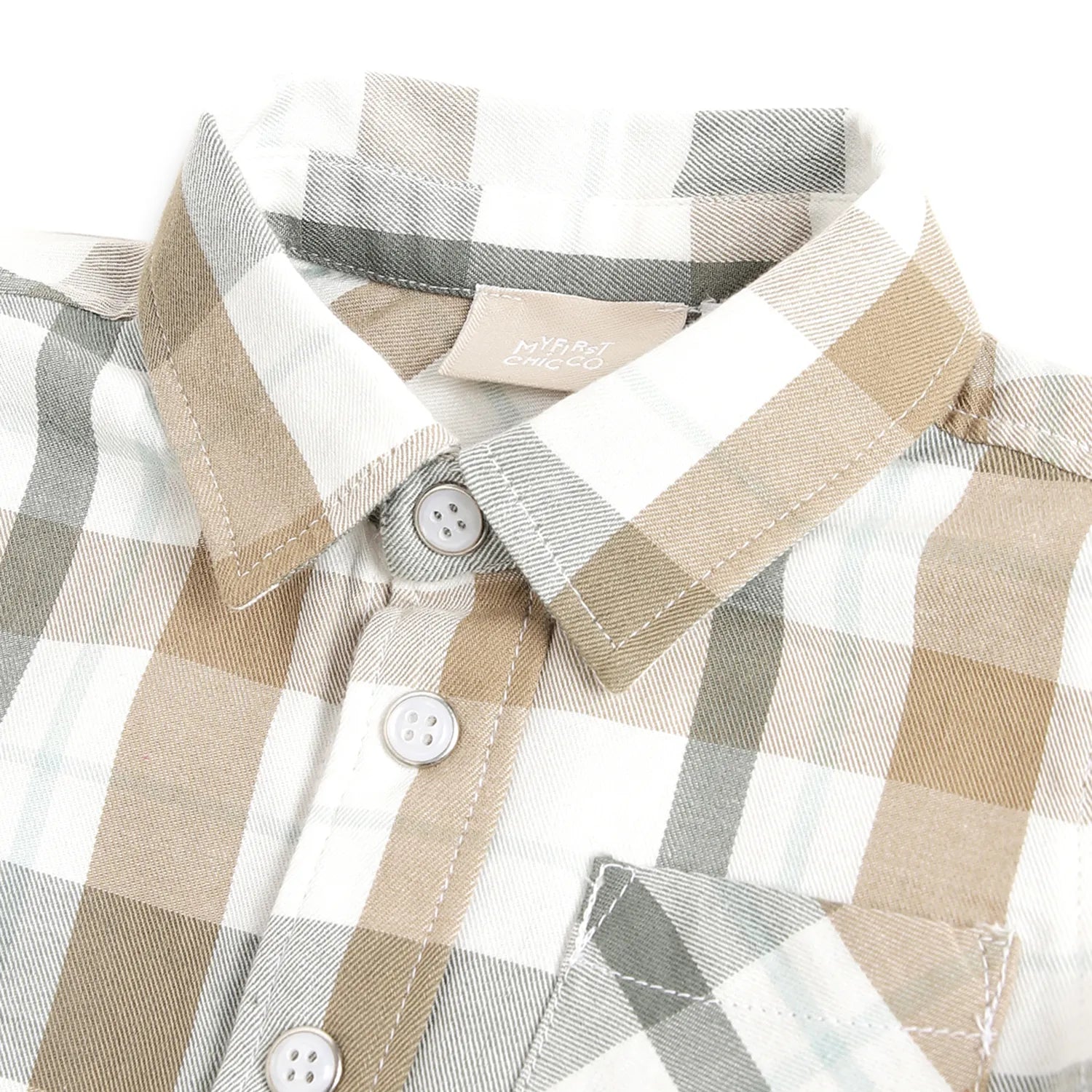 Boys Beige Checked Cotton Shirt