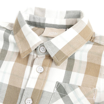 Boys Beige Checked Cotton Shirt
