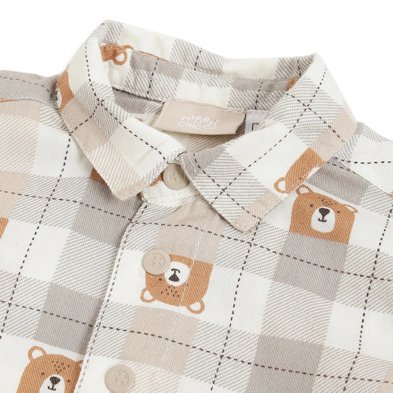 Boys Beige Checked Shirt