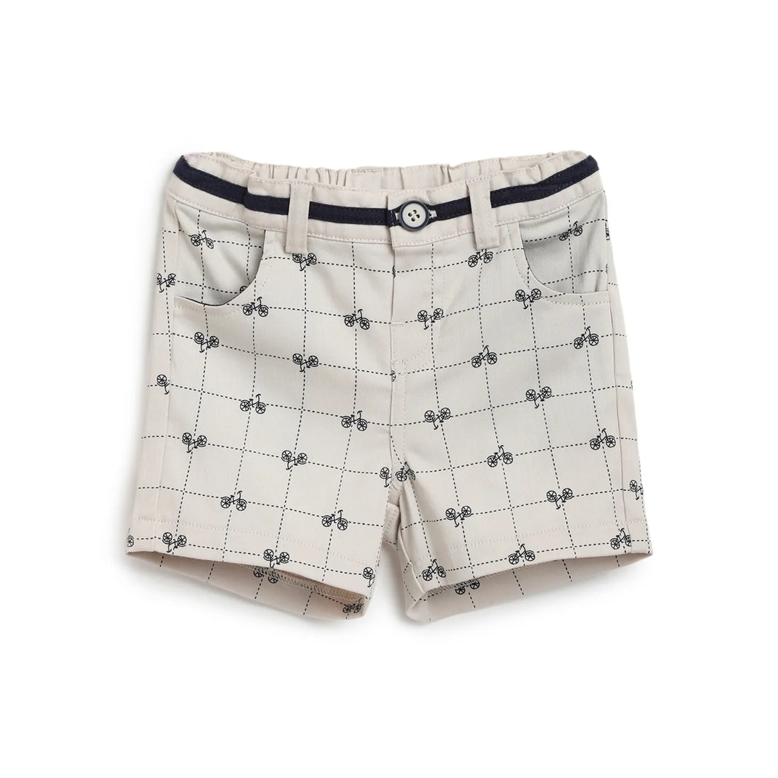 Boys Beige Checked Shorts