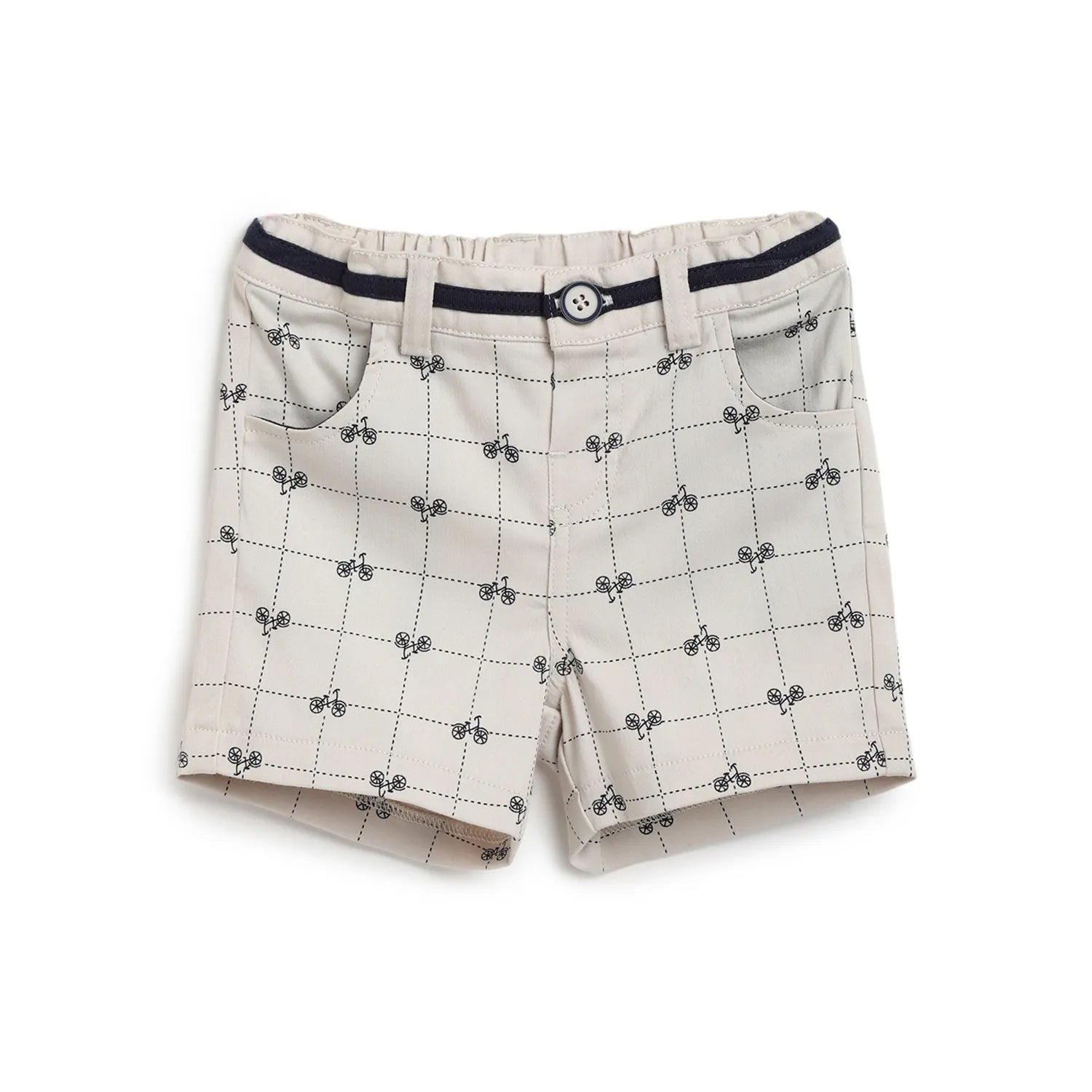 Boys Beige Checked Shorts