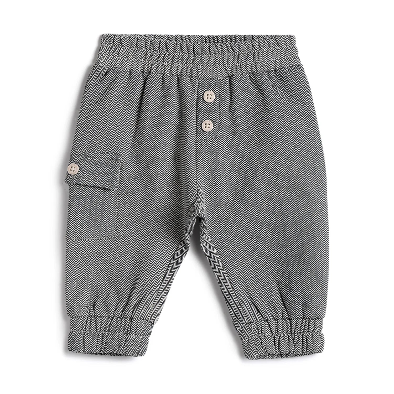 Boys Beige Chevron Printed Joggers