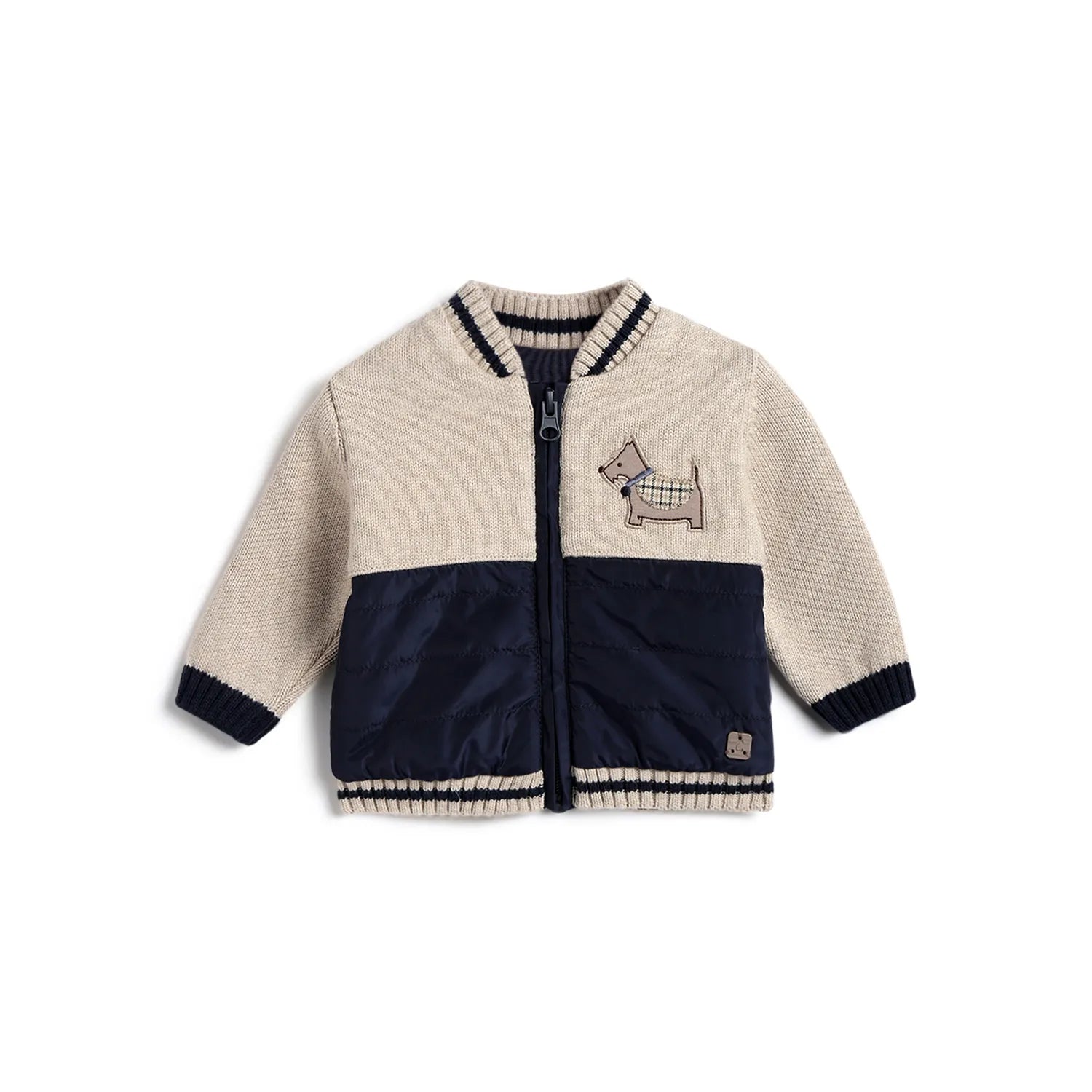 Boys Beige Colourblocked Cardigan
