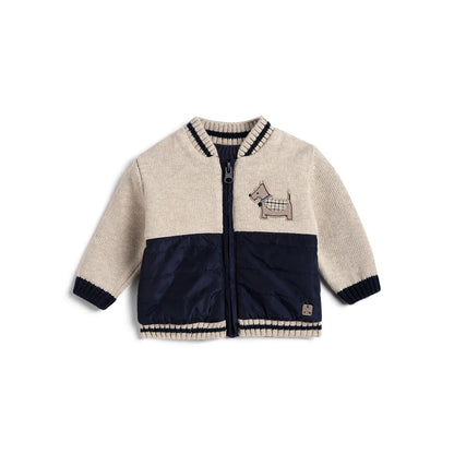 Boys Beige Colourblocked Cardigan