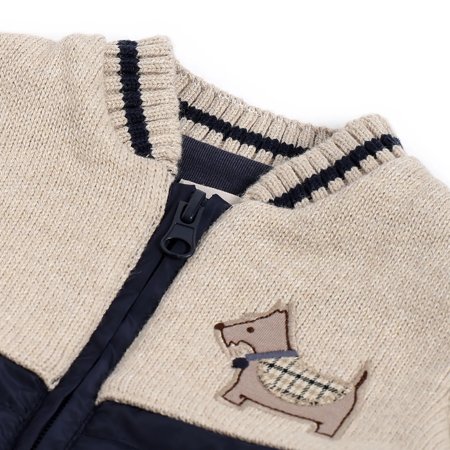 Boys Beige Colourblocked Cardigan