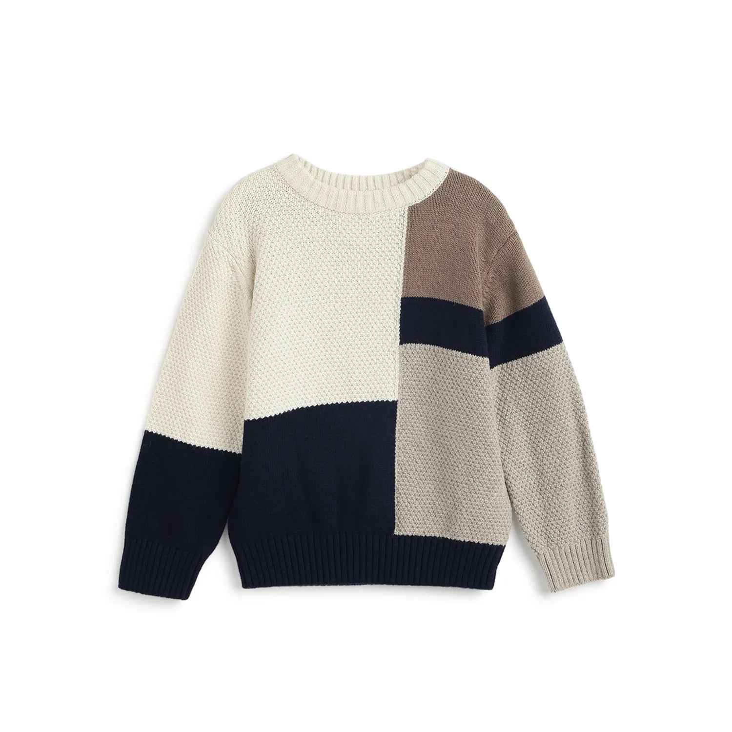 Boys Beige Colourblocked Pullover