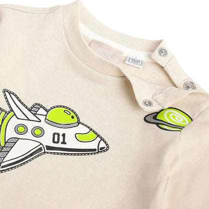 Boys Beige Cotton Sweatshirt with Joggers