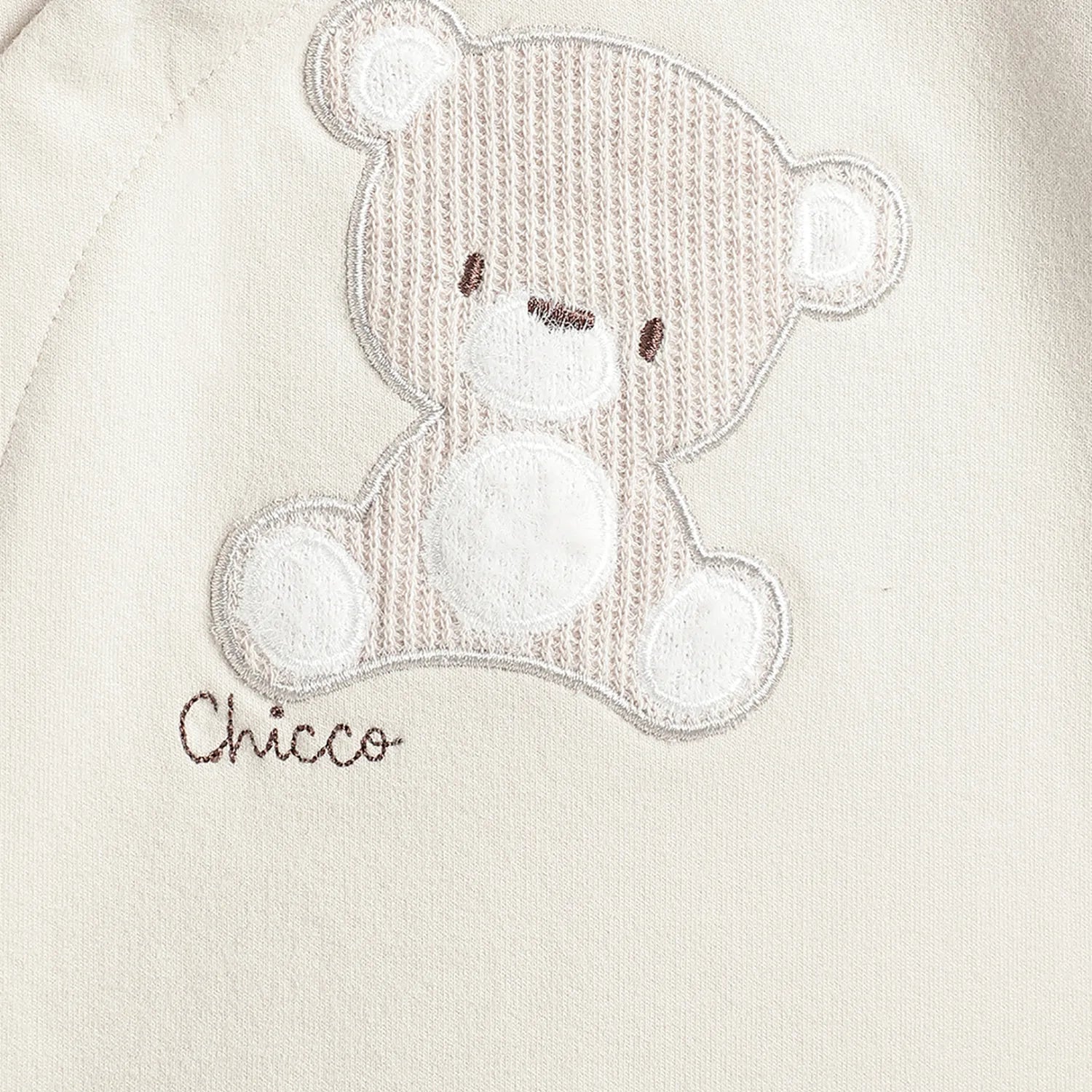 Boys Beige Embroidered Front Opening Babysuit