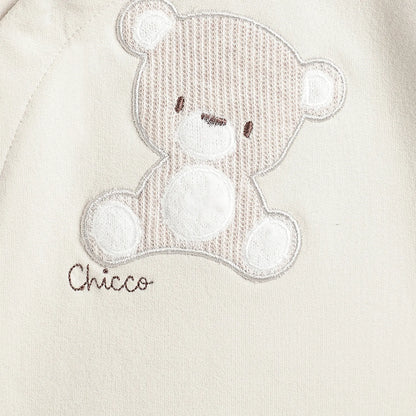 Boys Beige Embroidered Front Opening Babysuit