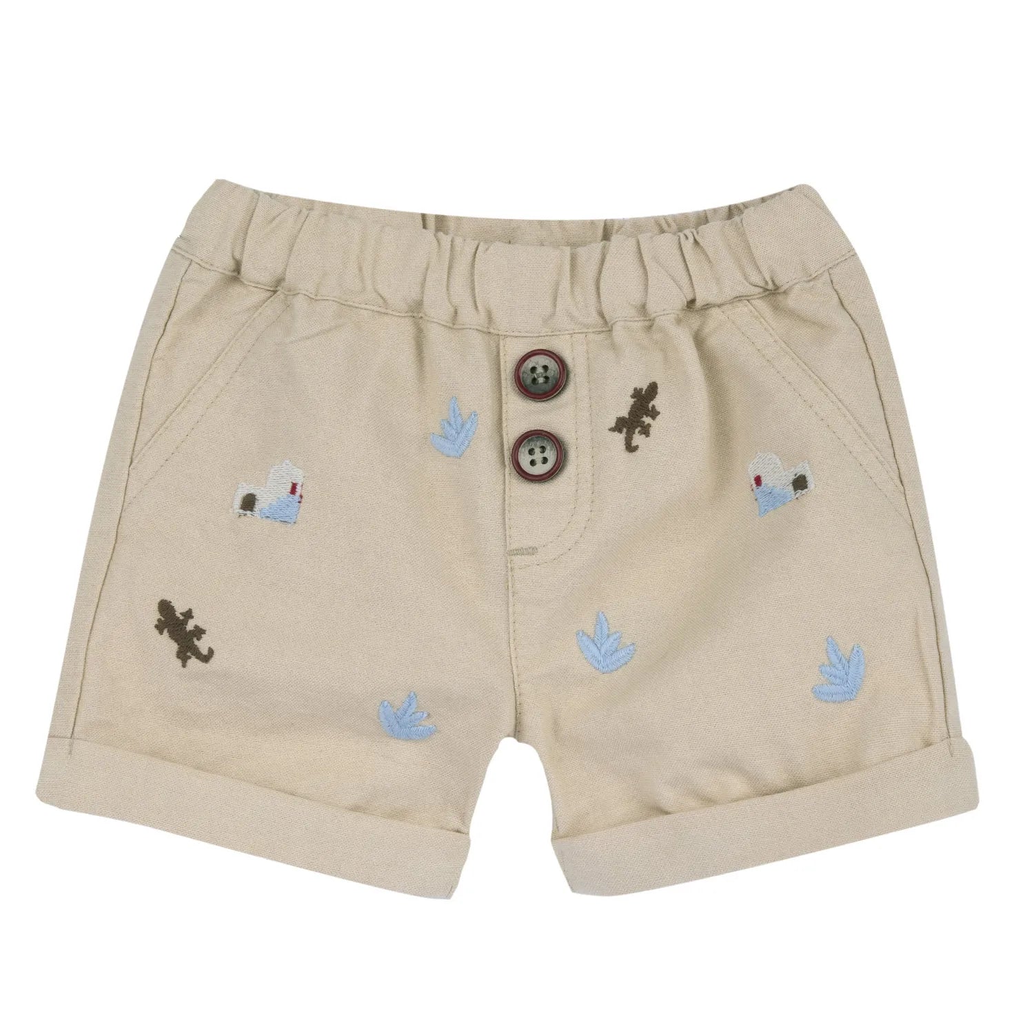 Boys Beige Embroidered Shorts
