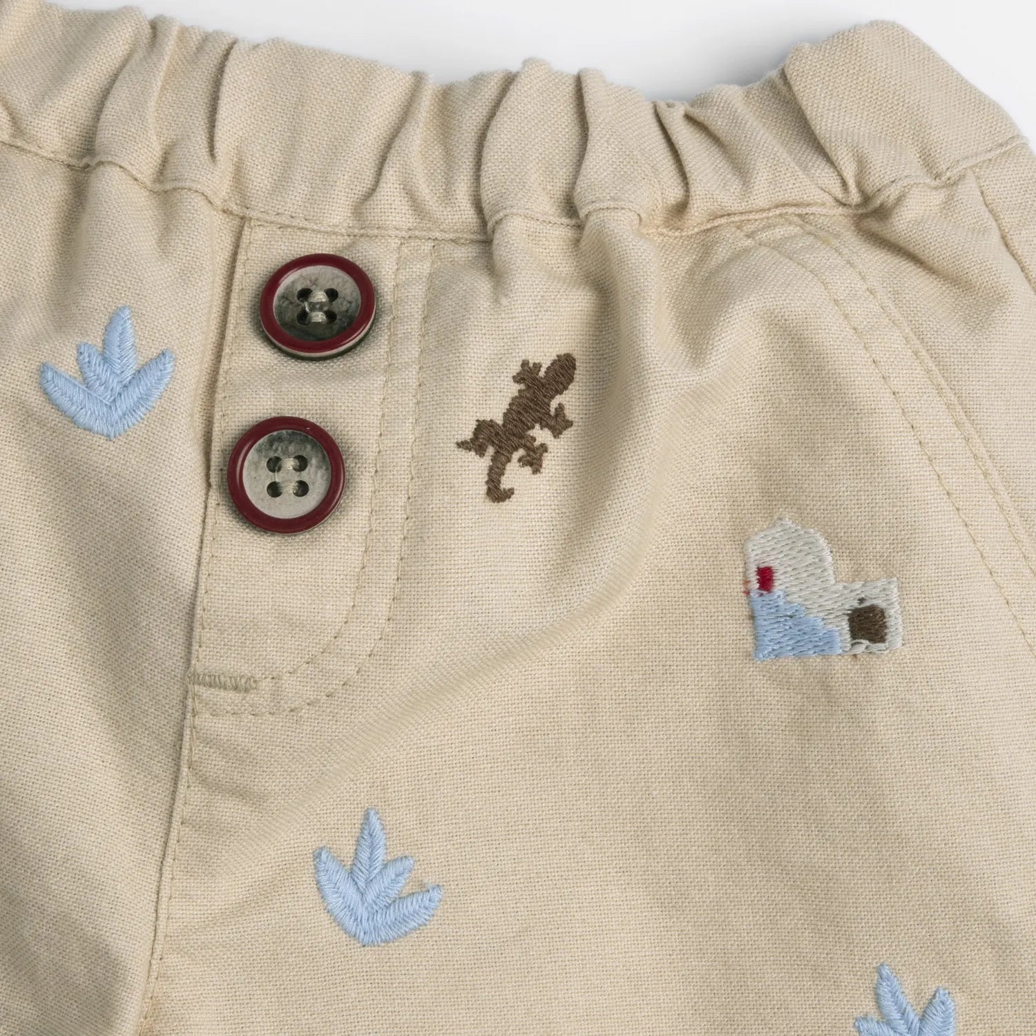 Boys Beige Embroidered Shorts
