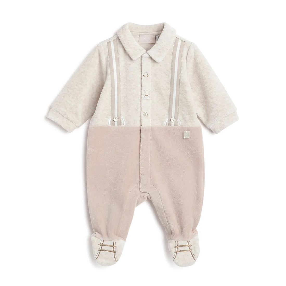 Boys Beige Front Opening Babysuit