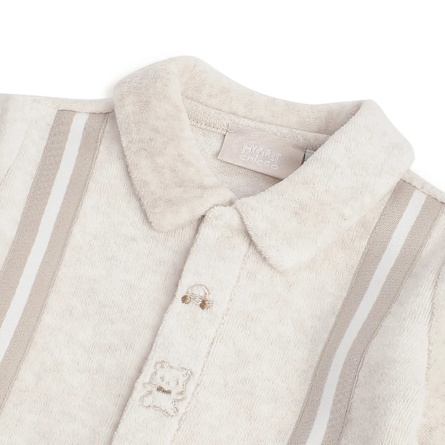 Boys Beige Front Opening Babysuit