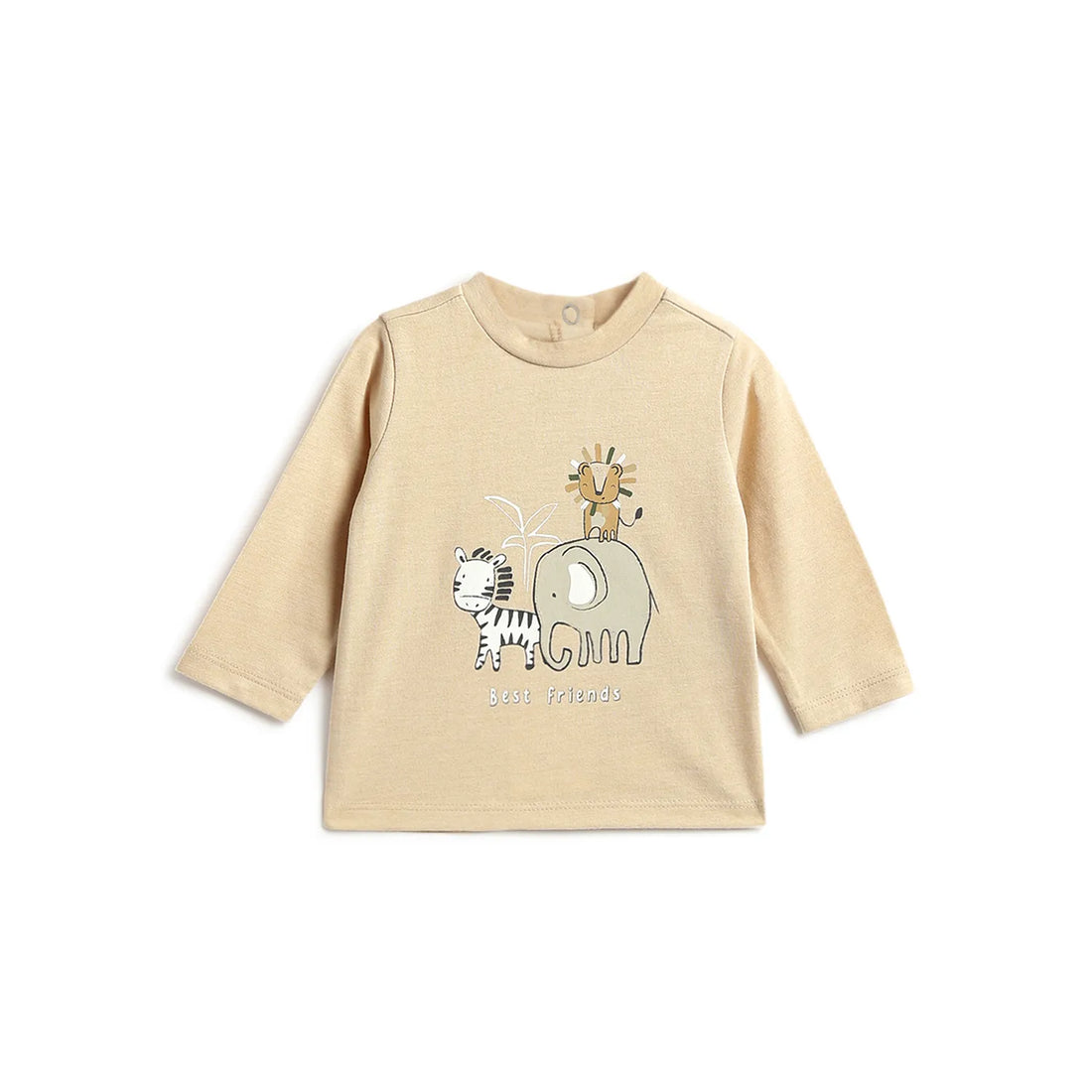 Boys Beige Graphic Printed T-shirt