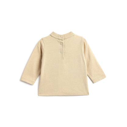 Boys Beige Graphic Printed T-shirt