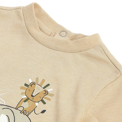 Boys Beige Graphic Printed T-shirt