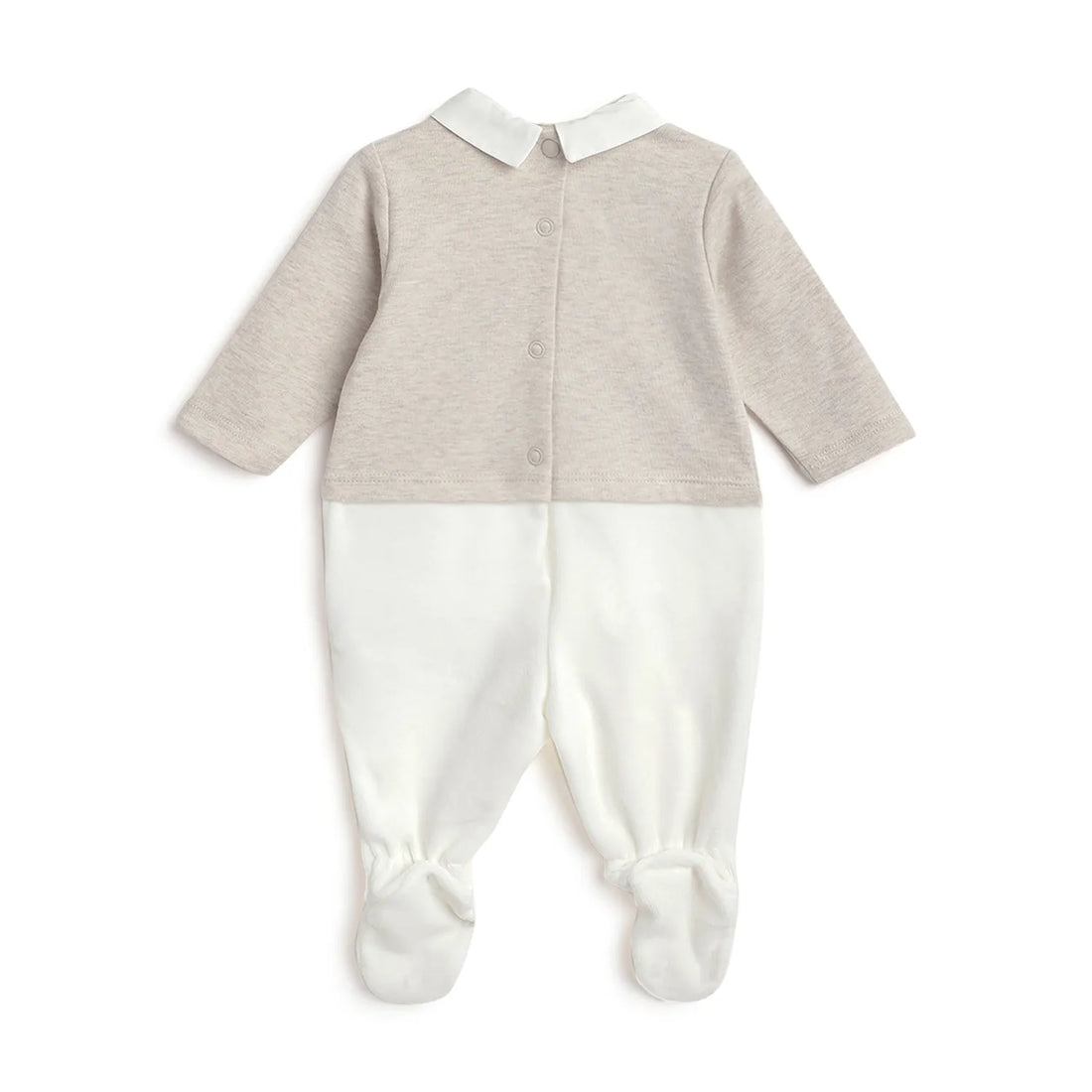 Boys Beige Leg Opening Babysuit