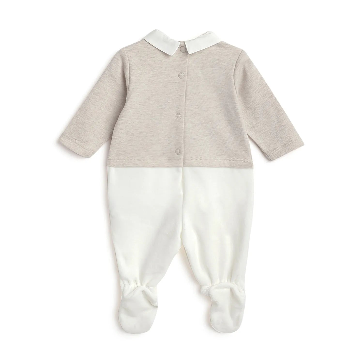 Boys Beige Leg Opening Babysuit