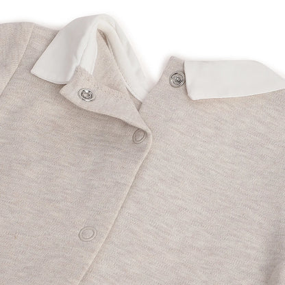 Boys Beige Leg Opening Babysuit