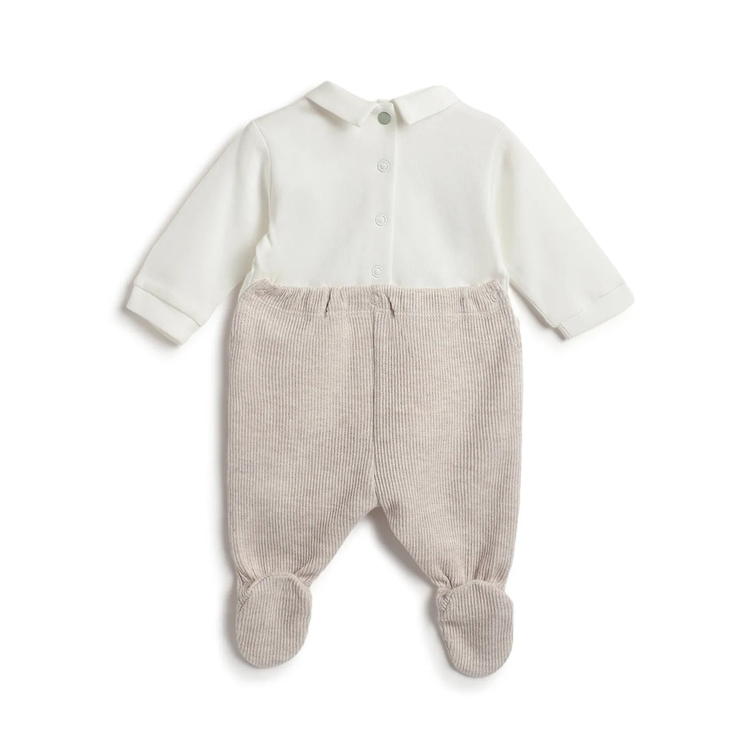 Boys Beige Nappy Opening Babysuit