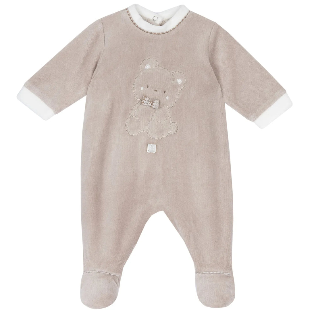 Boys Beige Nappy Opening Babysuit