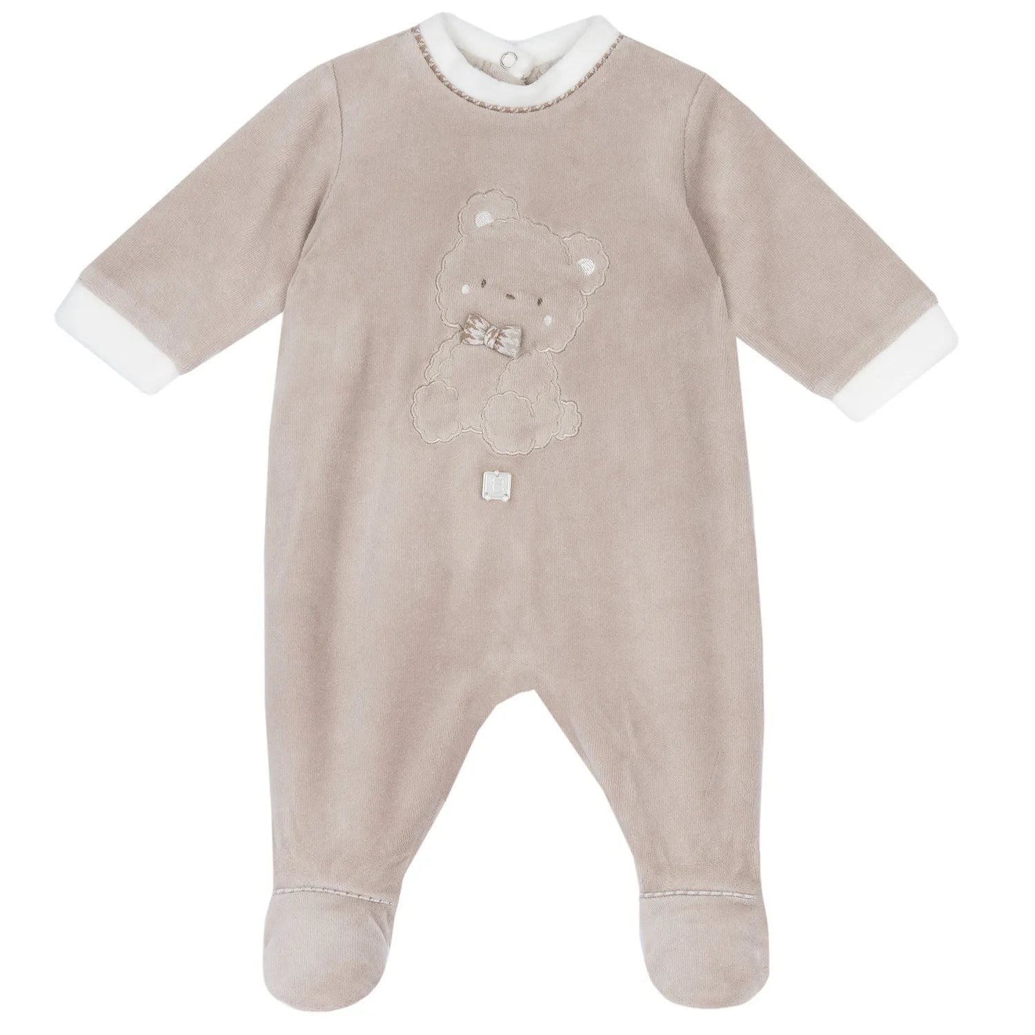 Boys Beige Nappy Opening Babysuit