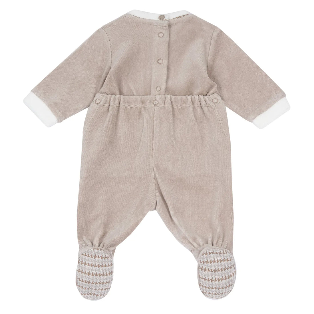 Boys Beige Nappy Opening Babysuit