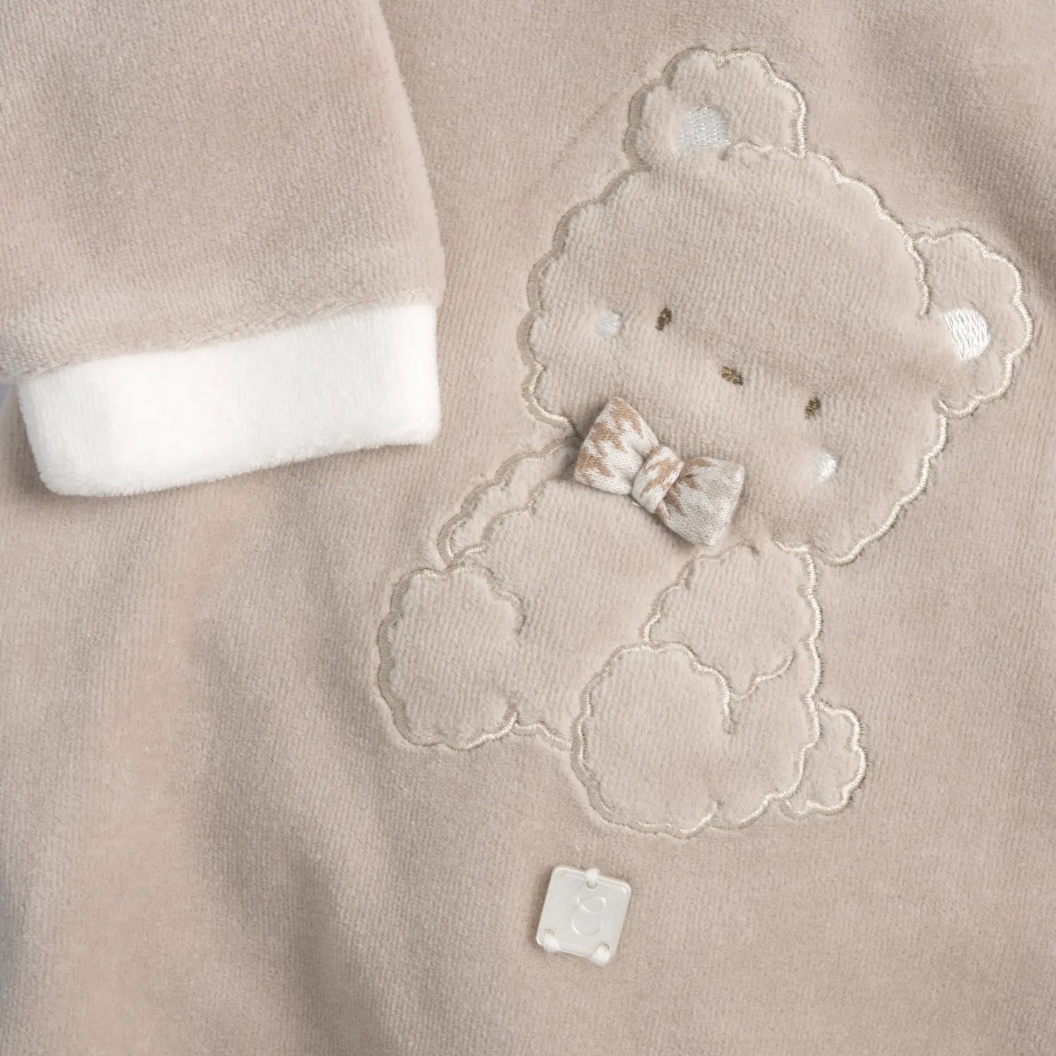 Boys Beige Nappy Opening Babysuit