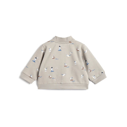 Boys Beige Printed Cardigan
