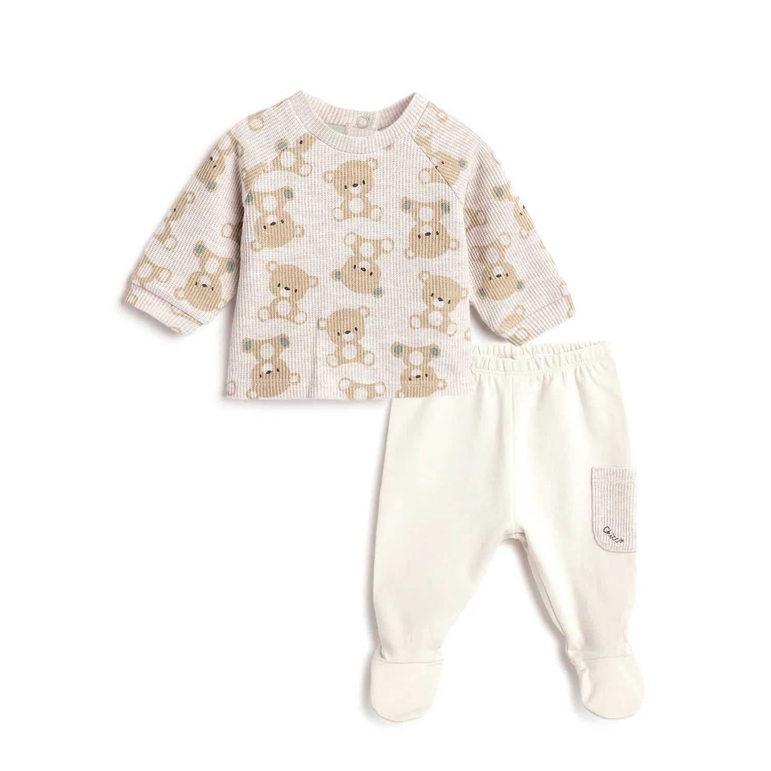 Boys Beige Printed Sweatshirt With Leggings