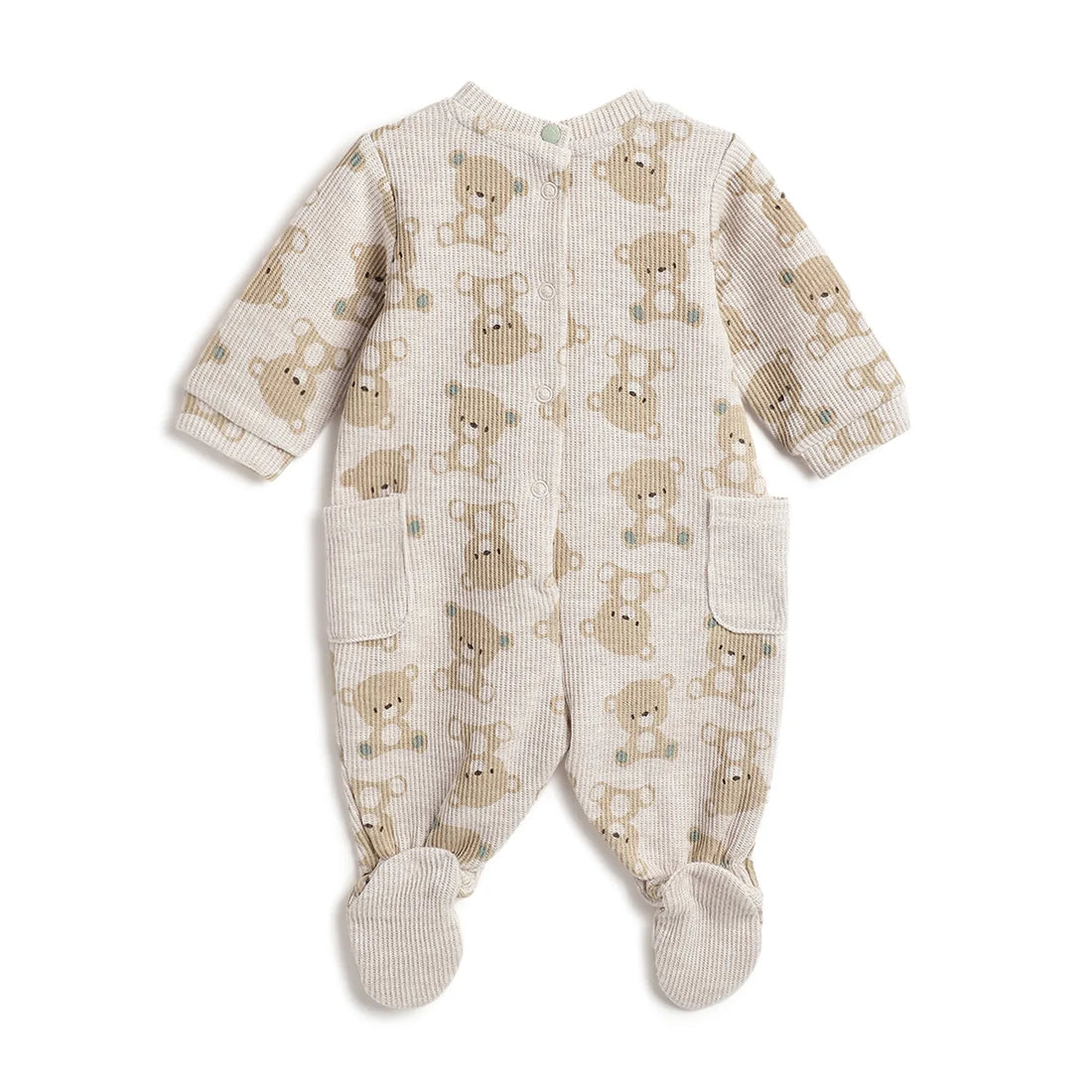 Boys Beige Printed Leg Opening Babysuit