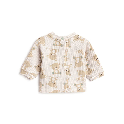 Boys Beige Printed Sweatshirt With Leggings