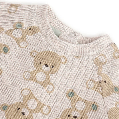 Boys Beige Printed Sweatshirt With Leggings