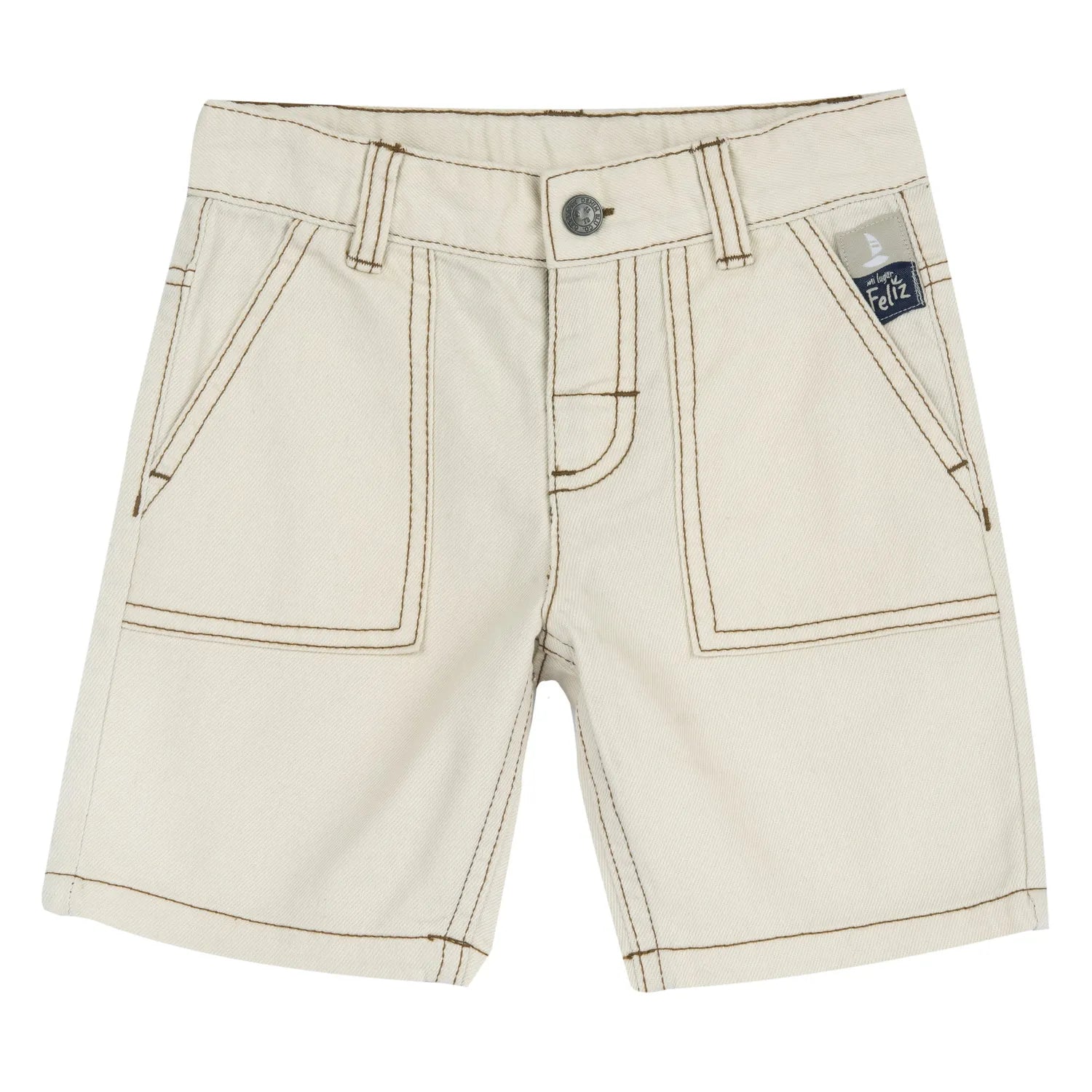 Boys Beige Solid Shorts