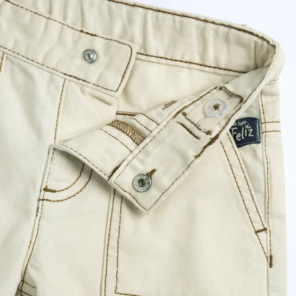 Boys Beige Solid Shorts