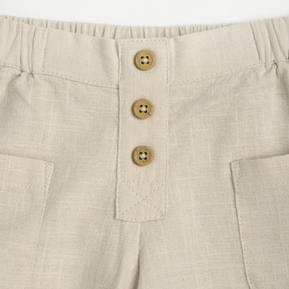 Boys Beige Solid Shorts