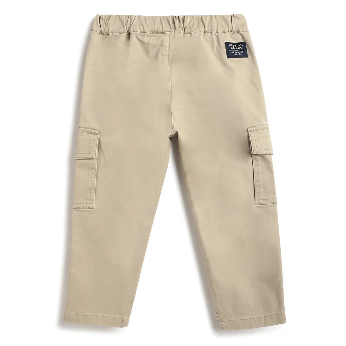 Boys Beige Solid Trousers
