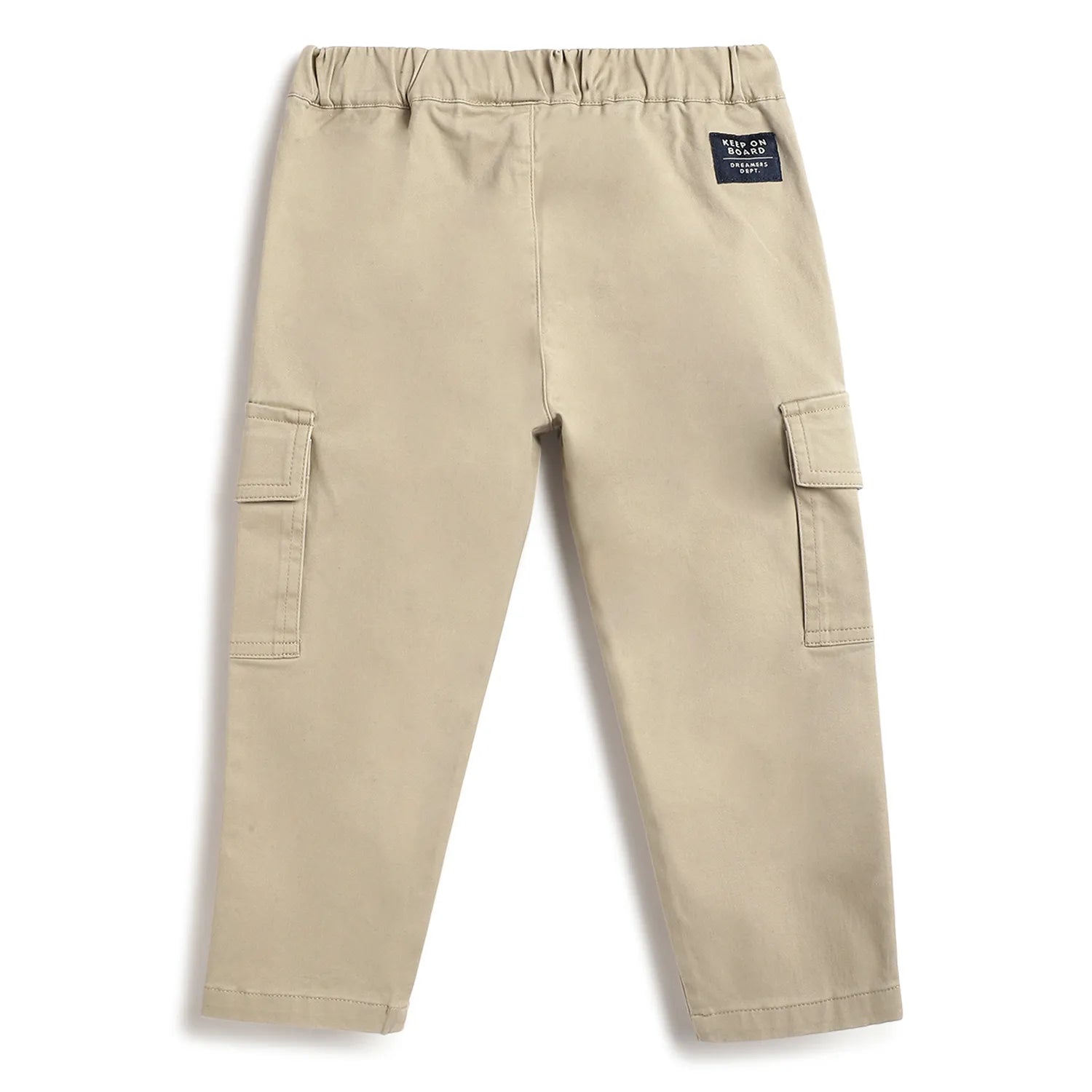 Boys Beige Solid Trousers