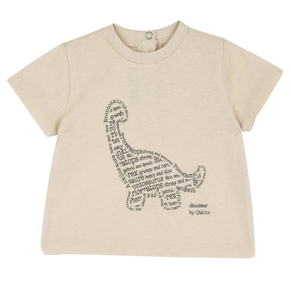 Boys Beige Typography Animal Printed T-shirt