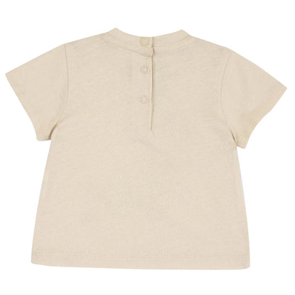 Boys Beige Typography Animal Printed T-shirt