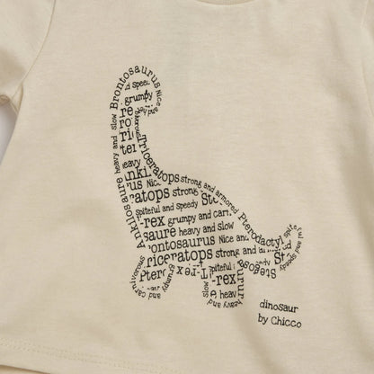Boys Beige Typography Animal Printed T-shirt